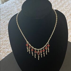 Chic Silver Necklace with Red Accents